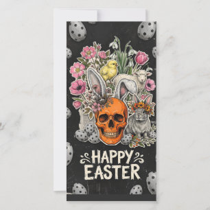 Florales Ostern-Kollage auf dunklem Hintergrund Feiertagskarte