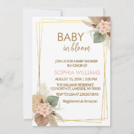 Florales Pampasgras Baby In Bloom Baby Shower-Einl Einladung
