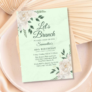 Florales Pastellgrün Lass uns Brunchen Jede Verans Einladung