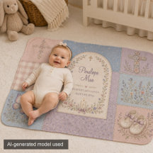 Florales Patchwork-Taufdecken-Baby-Name-Nursery-De