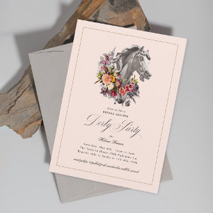 Florales Pferd mit Girlande Elegante Derby-Party  Einladung