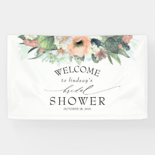 Florales Pfirsich- und Rosa-Sommer-Brautjungfernpa Banner