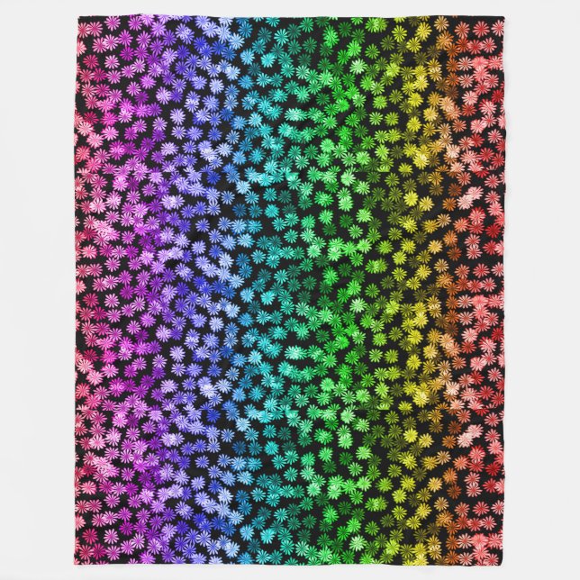 florales Pride Schwarz Regenbogen-Decke Fleecedecke (Vorderseite)