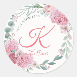 Florales Purim-Label Runder Aufkleber