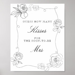 Florales Ratespiel - Wie viele Küsse Hochzeitsdusc Poster