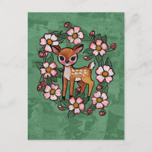 Florales Reh Postkarte
