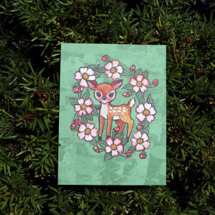 Florales Reh                                       Postkarte