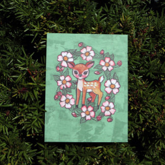 Florales Reh Postkarte