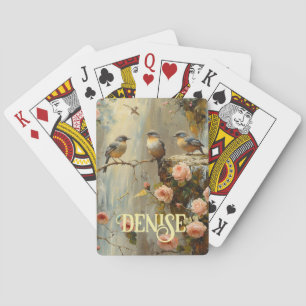 Florales Rosen-Vogel-Kartenspiel  Spielkarten
