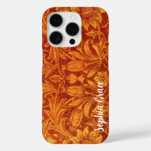 Florales Rot und Goldgelb Wm Morris Namen hinzufüg iPhone 16 Pro Hülle