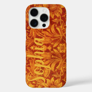 Florales Rot und Goldgelb Wm Morris Namen hinzufüg iPhone 16 Pro Hülle