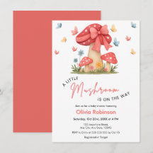 Florales rotes Band Ein kleiner Pilz Baby Shower