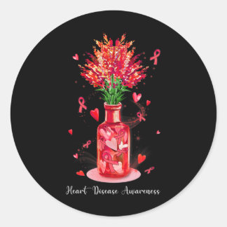 Florales rotes Band unterstützt Herzkrankheiten-Be Runder Aufkleber