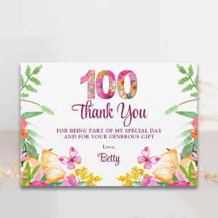 Florales Schmetterlings-Dankeschön zum 100. Geburt Dankeskarte