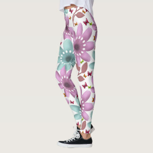 Florales Schmetterlings-Nahtloses Muster Rosa un Leggings