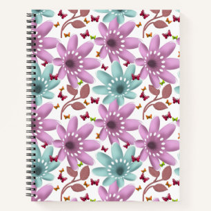 Florales Schmetterlings-Nahtloses Muster Rosa un Notizbuch