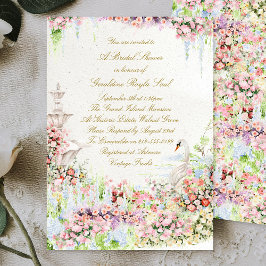 florales Schwan-Chic-Calligraphy-Brautdusche Einladung