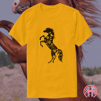 Florales Schwarzes Arabisches Pferd T-Shirt