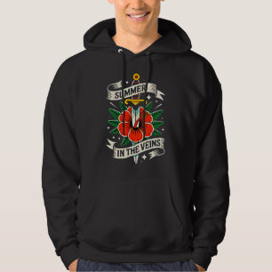 Florales Schwert-Emblem Lebendiger Hibiskus-Somm Hoodie