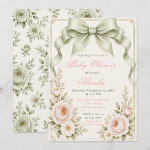 Florales Smaragdgrün Coquette-Band Baby Shower Einladung