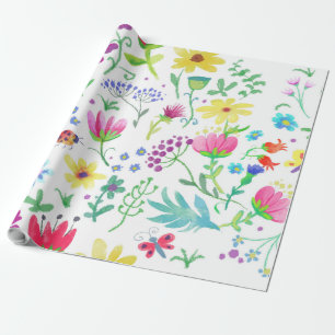 florales Sommerhintergrundbild mit farbenfrohen Bl Geschenkpapier