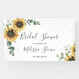 Florales Sonnenblumen-Eukalyptus-Grün Brautparty Banner