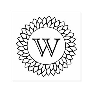 Florales Sonnenblumen-Rahmen-Einzelbuchstabe-Monog Permastempel