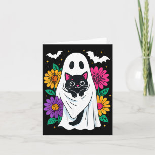 Florales spooky Gespenst, das schwarze Katze Hallo Karte