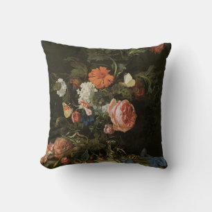 Florales Stillleben Blumen in Vasen, Vintage Baroc Kissen