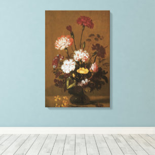 Florales Stillleben Blumen in Vasen, Vintage Baroc Leinwanddruck