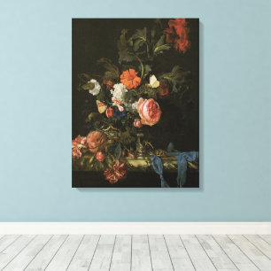 Florales Stillleben Blumen in Vasen, Vintage Baroc Leinwanddruck