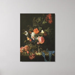 Florales Stillleben Blumen in Vasen, Vintage Baroc Leinwanddruck