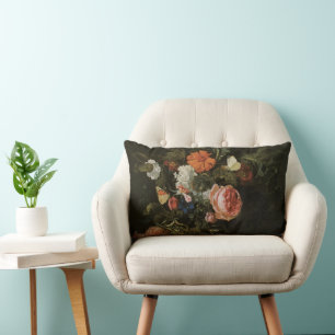 Florales Stillleben Blumen in Vasen, Vintage Baroc Lendenkissen