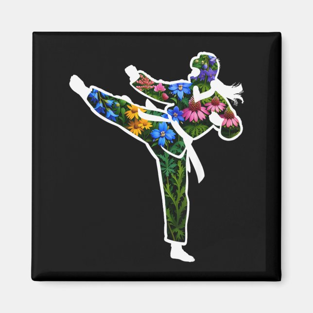 Florales Taekwondo Karate Magnet (Vorne)