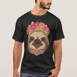 Florales Tier   Tropisches Zootier Blumenfaultier T-Shirt