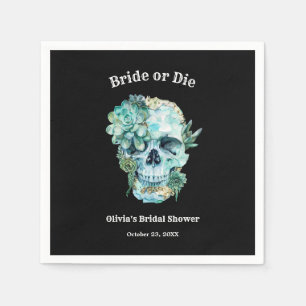 Florales Totenkopf-Braut oder stirb Halloween-Jung Serviette