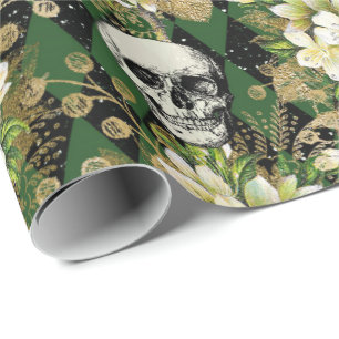 Florales & Totenköpfe Gothic Grunge Weihnachtsmust Geschenkpapier