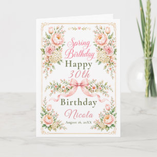 Florales und Schleifen-Frühlingsgeburtstag Karte