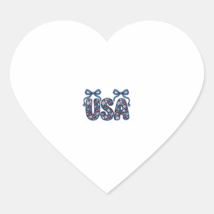 Florales USA-Band patriotisches Vektordesign_1 Herz-Aufkleber