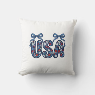 Florales USA-Band patriotisches Vektordesign_1 Kissen