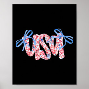 Florales Usa Coquette-Schleife 4. Juli Amerika Poster