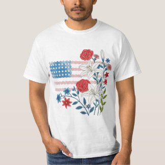 Florales USA-Flaggen-Design T-Shirt