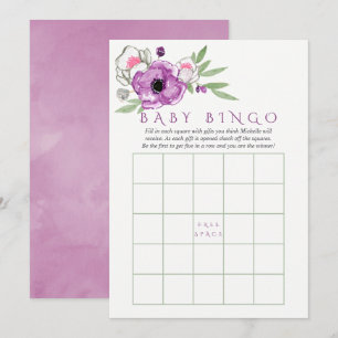 Florales Veilchen- und Salbei-Baby-Party-Baby-Bing Einladung