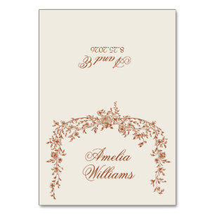 Florales Verbranntes Orange Beige Boho Terrakotta Tischnummer