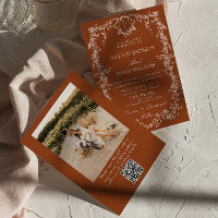 Florales verbranntes orange Foto QR-Code Boho-Hoch