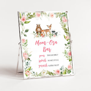 Florales Wald-Baby-Shower-Mom-Osa-Bar-Schild Poster