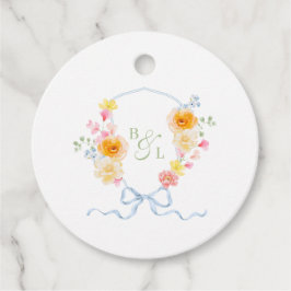 Florales Wappen-Monogramm Blaues Band Frühlingshoc Geschenkanhänger