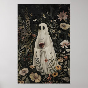 Florales Wein-Geister-Druck, Dark Academia Hallowe Poster