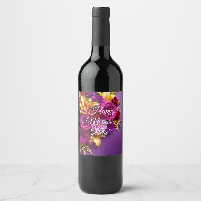 Florales Weinlabel zum Muttertag  Weinetikett ("Mother's Day Wine Label")