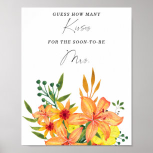 Florales Wie viele Küsse Brautparty-Spiel Poster